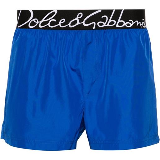Dolce & Gabbana costume da bagno con banda logo - blu