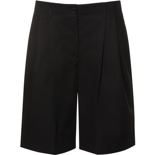 TOTEME relaxed pleated twill cotton shorts