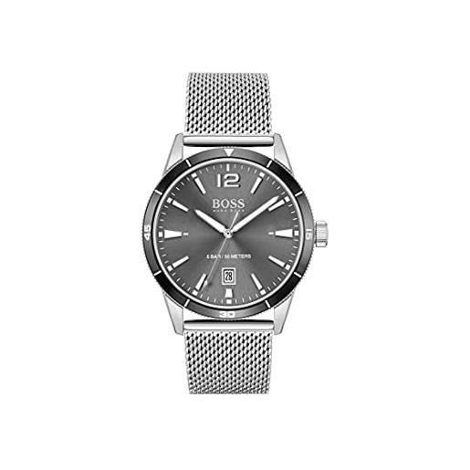 Boss orologio analogico al quarzo da uomo con cinturino in maglia metallica in acciaio inossidabile argentato - 1513900