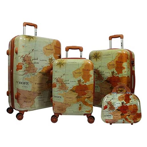 World Traveler europe - set di 4 valigie con chiusura tsa, colore: marrone