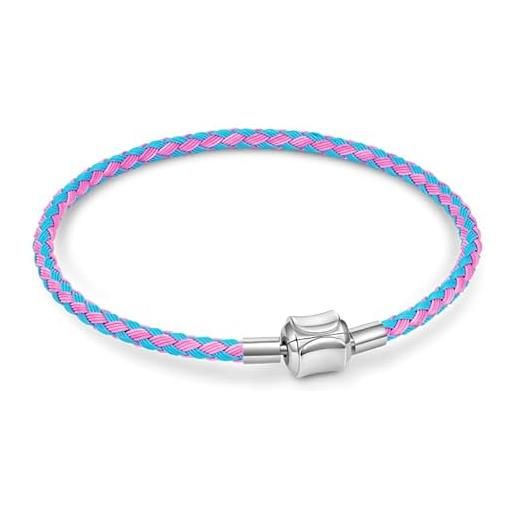 GNOCE charm bead bracciale di base rosso con 2 pezzi bracciale con ciondoli per ragazze adolescenti gioielli da donna san valentino regalo per la festa della mamma (16, rosa blu)