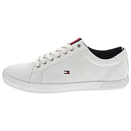 Tommy Hilfiger sneakers vulcanizzate uomo iconic long lace scarpe, bianco (triple white), 46 eu