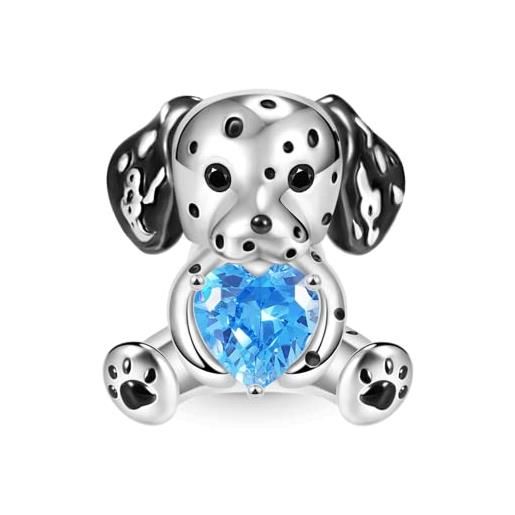 GNOCE cane dalmata abbracci cuore pietra preziosa charm bead 925 sterling silver animal charms per charms bracciale collana regali per ragazze moglie figlia (cane dalmata)