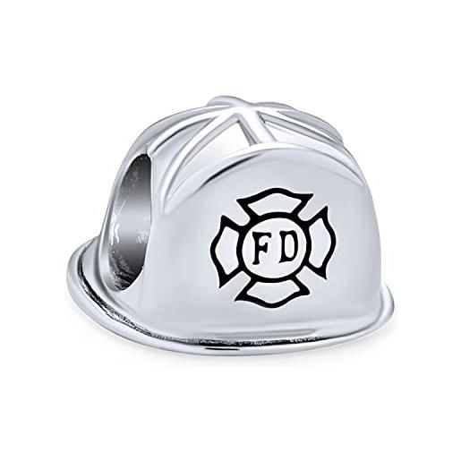 Bling Jewelry pompiere vigili del fuoco cappello casco charm per donne per moglie ossidato. 925 argento adatto bracciale europeo