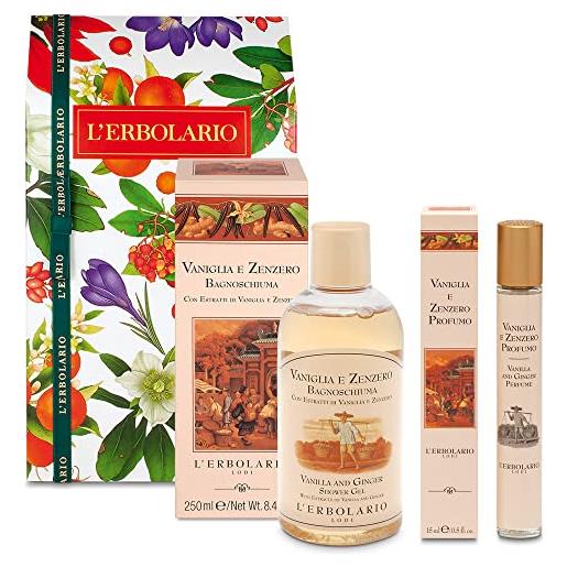 L'Erbolario l' erbolario - confezione regalo vaniglia e zenzero duo - in scatola originale - bagnoschiuma da 250 ml + profumo da 15 ml + in omaggio saponetta vegetale florinda da 50 gr