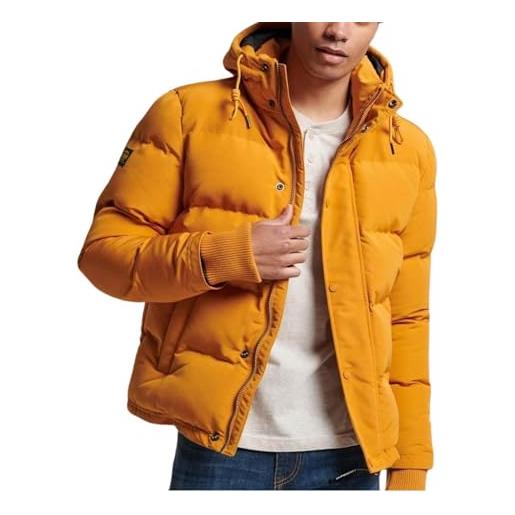 Superdry everest short hooded puffer giacca, giallo senape, xl uomo