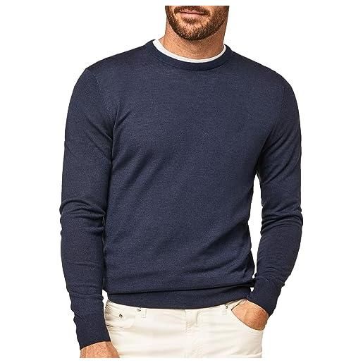 Hackett London gmd merino silk crew, maglione, uomo, blu (navy blue), s