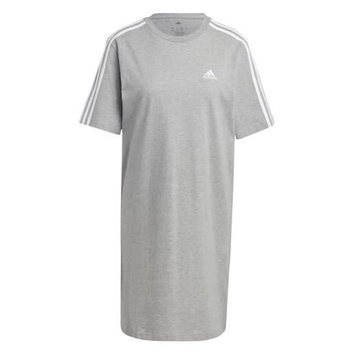 adidas abito da donna essentials in jersey a 3 strisce, taglia m, grigio porpora/bianco, m