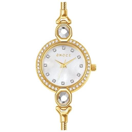 GNOCE moda bracciale personalizzato orologi donna analogico orologio da polso al quarzo placcato oro 18k per le signore orologio da polso impermeabile gioielli regalo per la moglie
