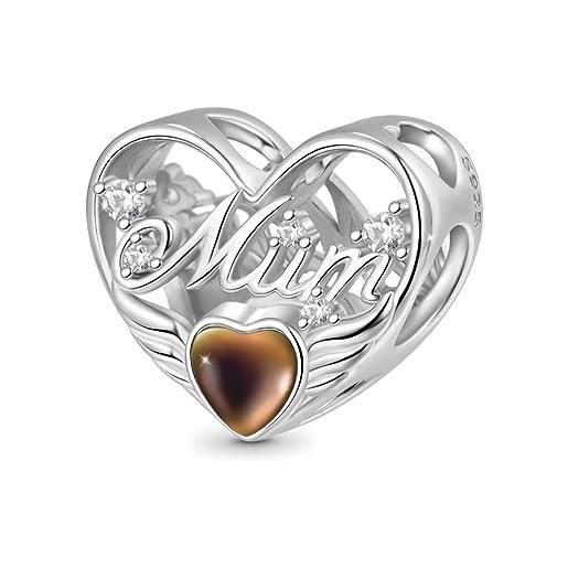 GNOCE magical mood & star charm charm in argento sterling 925 con ciondolo a forma di cuore per bracciali con catena di serpenti gioielli regalo per le donne (mamma)