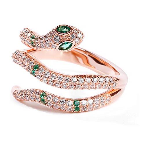 GNOCE anello serpente argento 925 creativo vita forza moda verde anelli serpente oro rosa 18 carati con cubic zirconia accessori gioielli per donne ragazze (7)