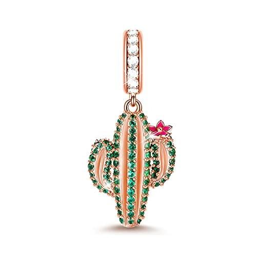 GNOCE charm ciondolo cactus pianta in argento sterling 925 amore incondizionato charms bead donna con zirconia cubic per i bracciali e collana