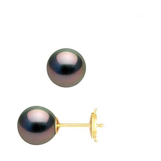 PEARLS & COLORS NATURAL FINE PEARLS pearls & colors - orecchini vere perle di coltura di tahiti rotonde 8-8.5 mm - qualità a+ - sistema securit - disponibile in oro giallo e oro bianco - gioielli donna