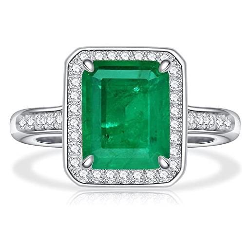 ZHUDJ anello di fidanzamento di nozze in argento sterling 925 con diamanti e smeraldo, gioielleria raffinata 9 smeraldo