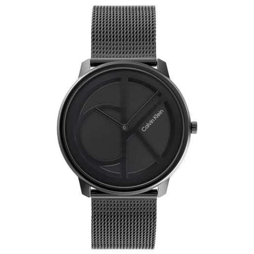 Calvin Klein orologio analogico al quarzo per uomo e donna collezione iconic mesh - 40mm con cinturino in maglia metallica in acciaio inossidabile nero - 25200028