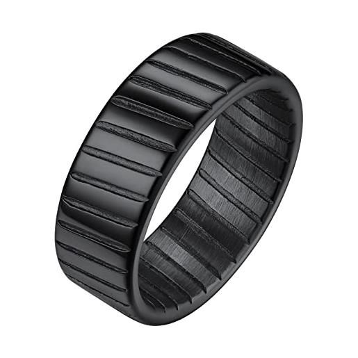 FindChic anello da uomo e da donna, in acciaio inossidabile, anello uomo nero ideale come regalo di compleanno, natale, san valentino, 19