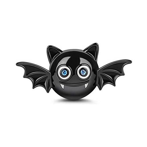 Gnoce charm pipistrello nero in agento s925 sono adorabile charms con zirconi per bracciali e collana regalo di natale per famiglia moglie figlia amico