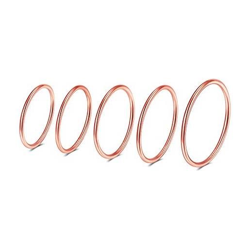 PROSILVER anelli sottili 5 dita argento 925 set anelli donna per tutte le dita varie misure nocche anelli sottili oro rosa