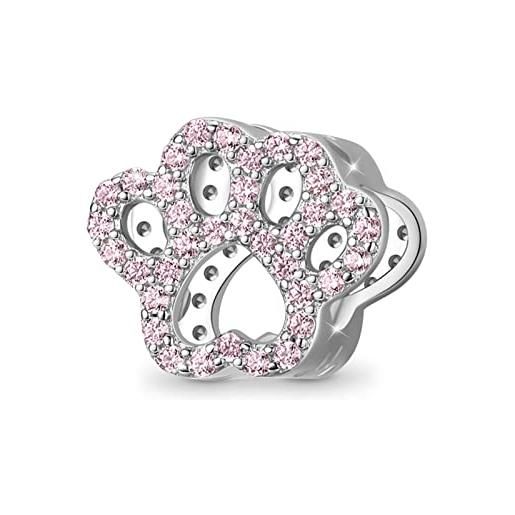 GNOCE bracciale/collana con ciondolo in argento sterling con ciondolo a forma di zampa di cristallo rosa regalo per donne ragazze figlie
