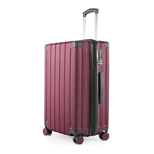 Hauptstadtkoffer q-damm - valigia media a guscio rigido, tsa, 4 ruote, bagaglio da stiva con espansione di volume di 6 cm, 68 cm, 89 l, borgogna