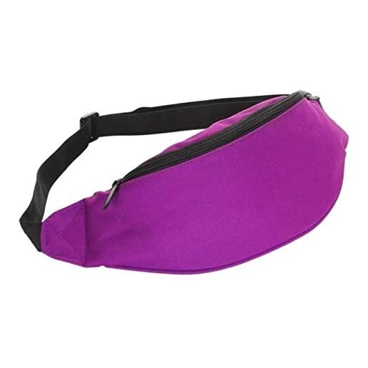 DODORO classic men male casual waist bag fanny pack women money phone belt bag pouch banana bum bag waist packs bag (color: purple)