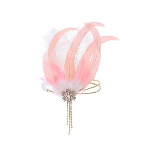 IYOU 1920s piuma flapper copricapo cristallo rosa great gatsby fasce per capelli strass nappe ballo di fine anno matrimonio accessori per capelli per donne