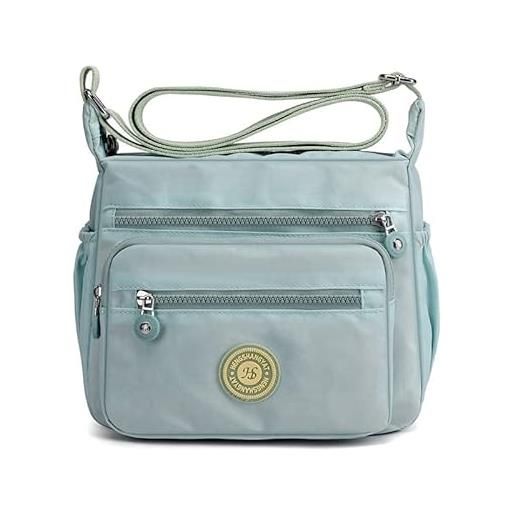 Mrisata Borsa a Tracolla per Donna Borsa a Tracolla Impermeabile in Nylon  Borsa a Tracolla Tascabili Leggeri, Borsa a Tracolla da Viaggio in Nylon  Impermeabile a più Tasche (blu) 