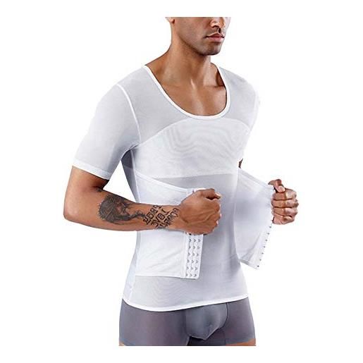 Whlucky invisibile shaper corpo petto binder piatto intimo modellante a compressione corsetto magliette controllo della pancia cincher in vita, white, xxl