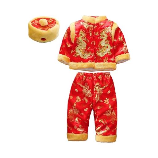 Dickly abito da ragazzo e ragazza tang abito cinese da bambino rosso abiti in stile cinese per bambini per l' tradizionale del festival, il, da 66 a 76 cm