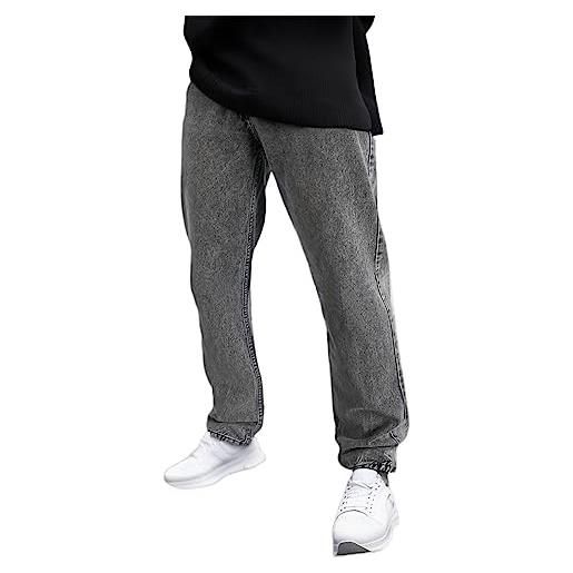 JokeLomple jeans uomo con tasche laterali - pantaloni jeans lavati jeans larghi jeans uomo resistenti moda casual uomo slim fit abbigliamento autunnale e invernale