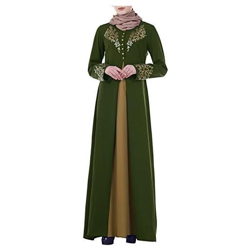 Generic 2023 nuovo abito o - abaya a maniche lunghe islam dubai robe da donna in pizzo arabo per donna abiti musulmani musulmani a maniche lunghe in chiffon maxi abiti, verde, l