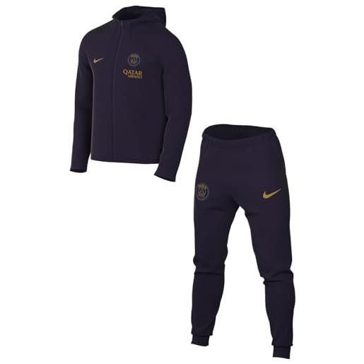Nike psg m nk df strk hd trk suit k top, blackened blue/blackened blue/gold, s uomo