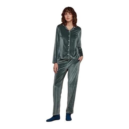 Noidinotte; more than pyjamas noidinotte - pigiama donna ciniglia velvet - l verde