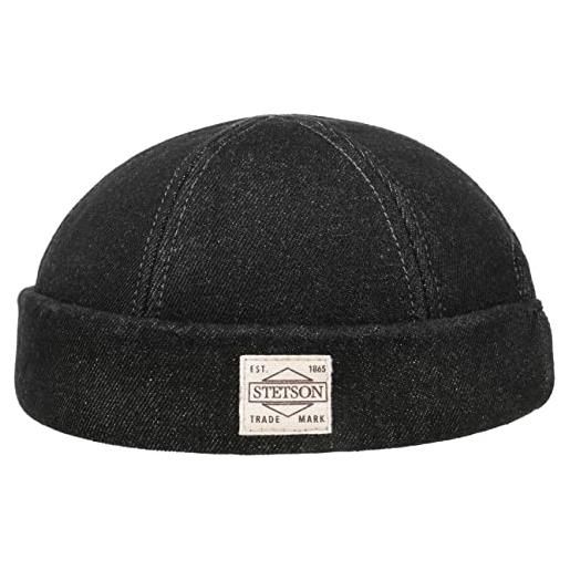 Stetson berretto docker new denim uomo - made in the eu calotta calotte estate/inverno - l (58-59 cm) nero