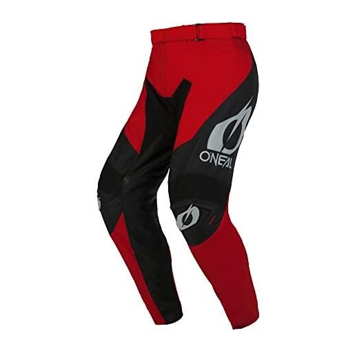 O'NEAL | pantaloni da motocross | enduro moto | tessuto denari resistente, protezione termica in pelle su entrambe le ginocchia all'interno | mayhem hexx pants v. 24 | adulto | nero rosso | taglia 38