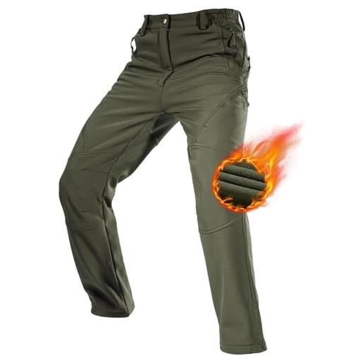 FREE SOLDIER pantaloni da lavoro da uomo per attività all'aperto pantaloni softshell sci termici impermeabile pantaloni trekking invernali pantaloni da caccia(verde, 50)