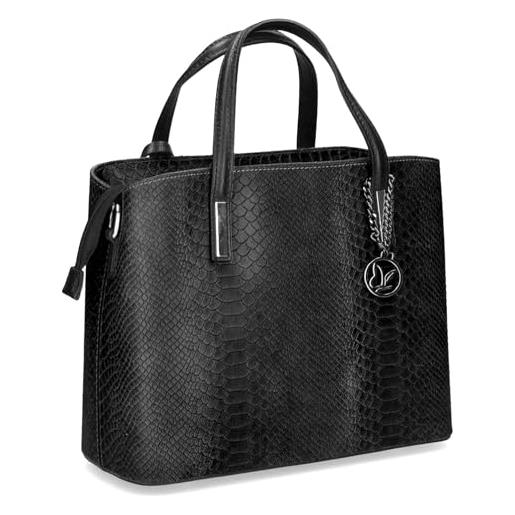 CAPRICE borsa da donna 9-61019-42, nero rettile, black reptile