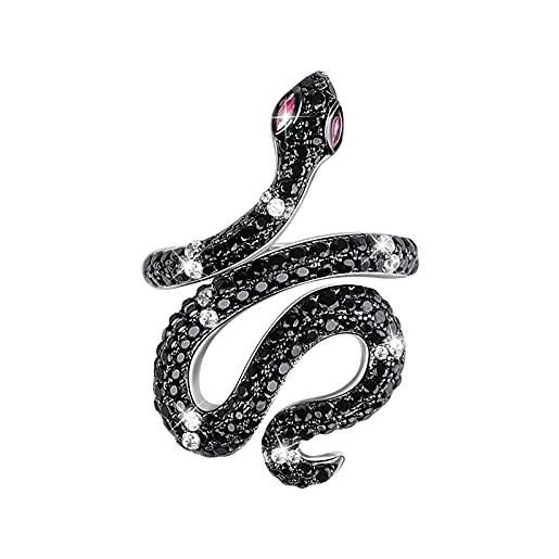 GNOCE anello serpente per donna uomo argento sterling life power anelli di cristallo nero con cubic zirconia personalità gioielli fidanzamento anniversario promessa anello di moda (8)