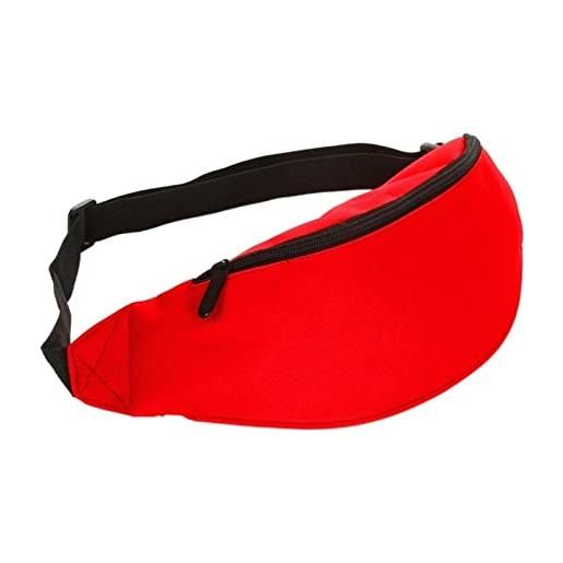 DODORO classic men male casual waist bag fanny pack women money phone belt bag pouch banana bum bag waist packs bag (color: red)