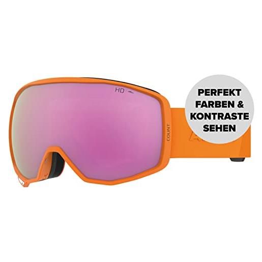 Atomic count hd occhiali da sci - arancione - visione chiara e antiriflesso - specchio di alta qualità - occhiali con montatura live fit - compatibile con gli occhiali