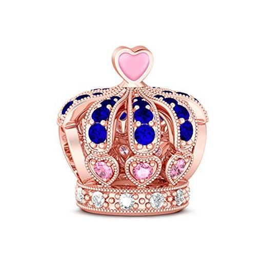 GNOCE charm corona oro rosa in agento s925 corona bella charm bead per bracciali e collana regalo per moglie donne