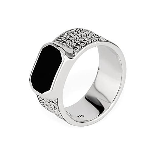NKlaus anello da uomo 58 mm onice nero solitario argento 925 solido vintage 14211