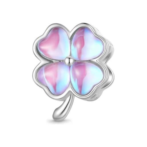 GNOCE charm bead cuore rosa quadrifoglio charms 925 argento sterling charms per bracciale gioielli regalo per le donne ragazze (shamrock)