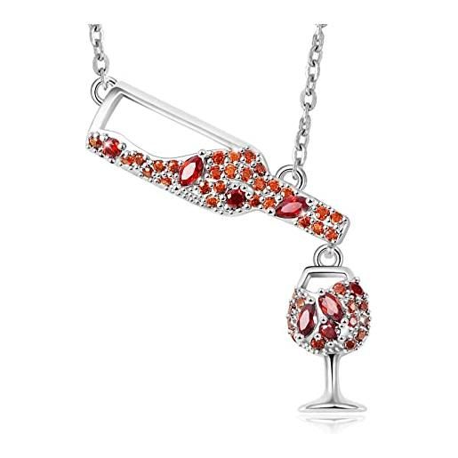 GNOCE bottiglia di vino versare tazza di vetro collana di rame intarsiato con gemme arancioni per le ragazze adolescenti sposa gioielli delle donne di san valentino regalo di giorno delle donne