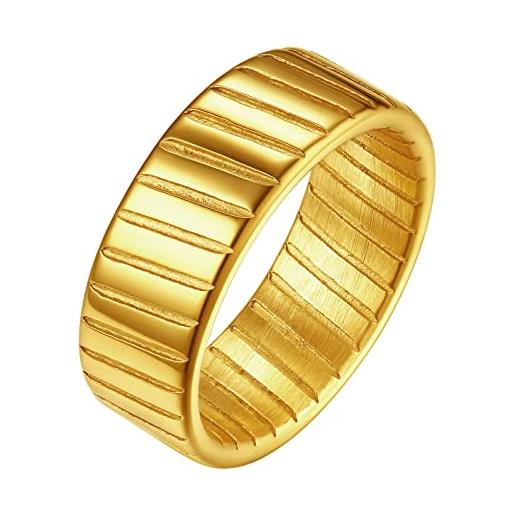 FindChic anello da uomo e da donna, in acciaio inossidabile, anello oro uomo ideale come regalo di compleanno, natale, san valentino, 20