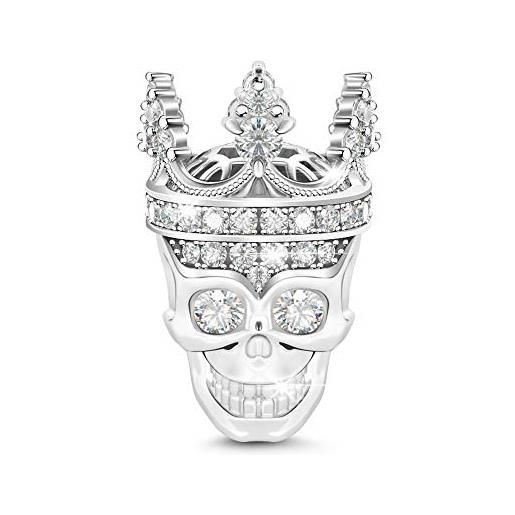 Gnoce bead charm donna argento sterling 925 con cristalli in zirconia cubica amore per la mia regina perline ciondolo per i braccialetti e collane