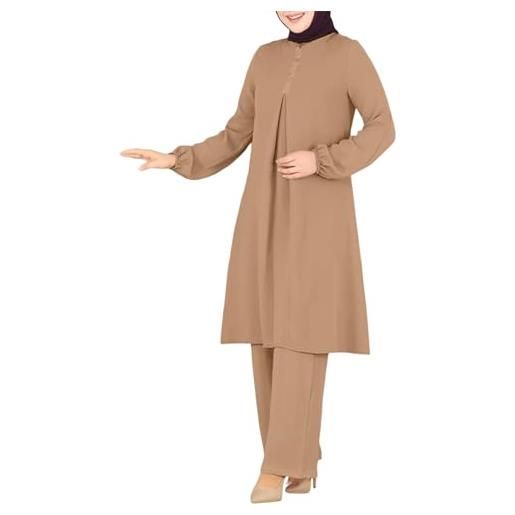 KBOPLEMQ abbigliamento da preghiera musulmano da donna a maniche lunghe + pantaloni lunghi 2 pezzi corban ramadan outfit abaya muslim set corban ramadan outfit medio oriente arabo islamico
