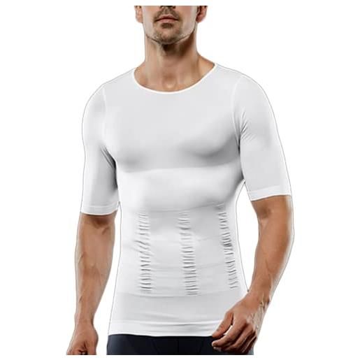 YLSHSQSMWJD uomo maglietta compressione intimo maglia modellante shapewear camicia dimagrante pancia piatta body shaper canotta da allenamento gilet (color: 白色, size: xxl)