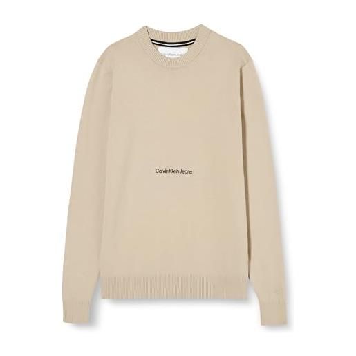 Calvin Klein Jeans institutional essential sweater j30j324328 maglioni, beige (plaza taupe), xl uomo