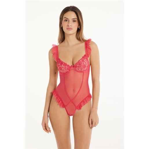 Tezenis body super push-up imbottito red passion lace donna rosso
